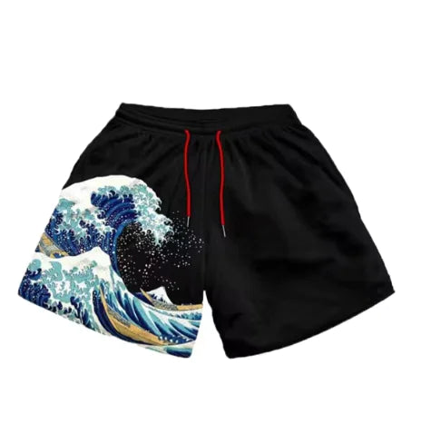 Anime Print Men's Beach Shorts