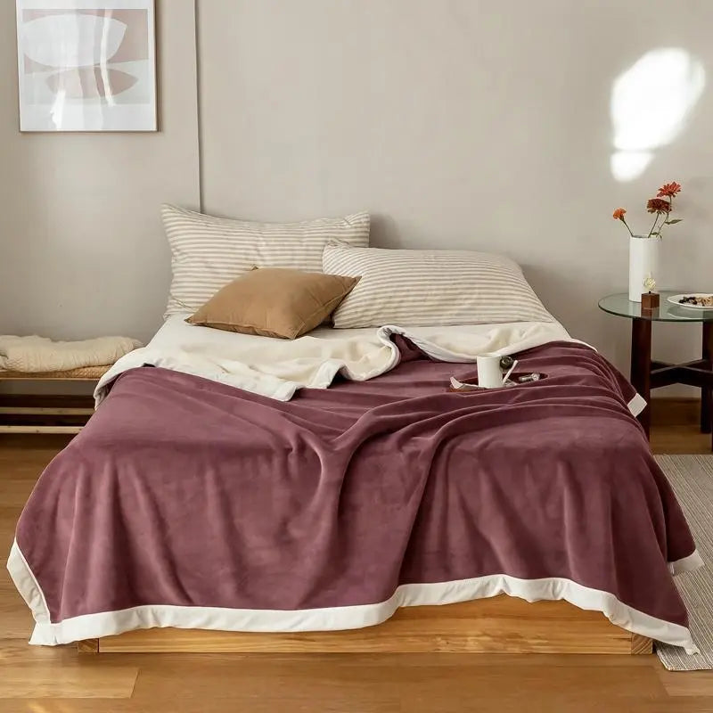 Simple Japanese Style Plain Milk Velvet Casual Blanket